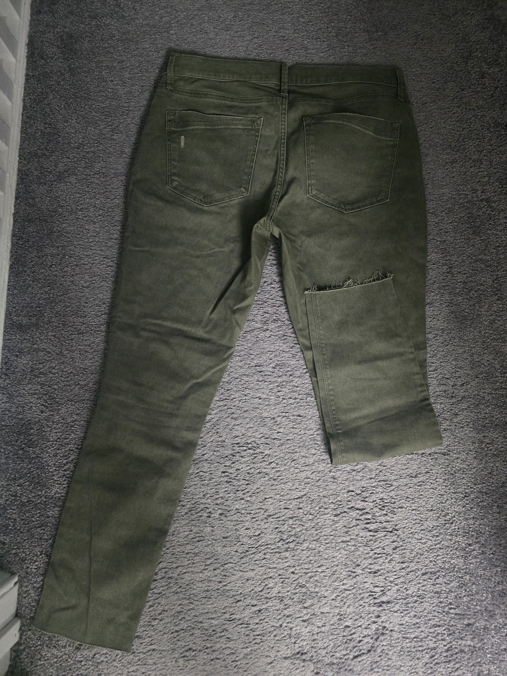 Express Olive Skinny Ripped Jeans - Picture 3 of 5